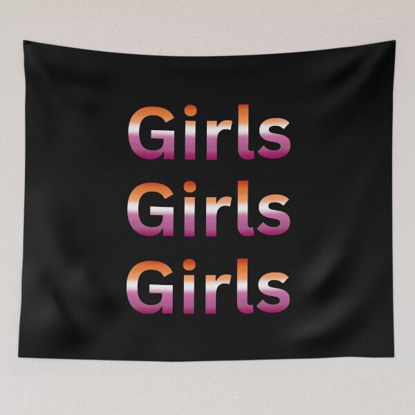 Item preview, Girls Girls Girls - Lesbian Typography, Lesbian Pride Flag Colors designed and sold by Travelslightly.