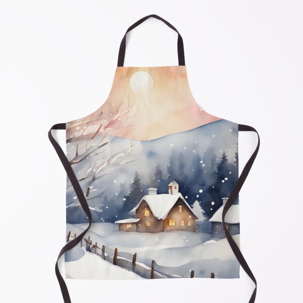 Item preview, Christmas Farm House Winter Scene Watercolor Design designed and sold by Tammy Marie Russell.