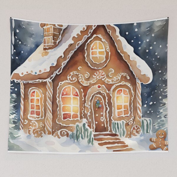 Artikelvorschau, Weihnachts-Lebkuchenhaus-Aquarell-Design entworfen und verkauft von Tammy Marie Russell.