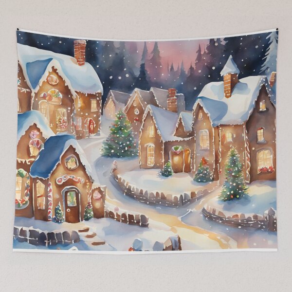 Artikelvorschau, Weihnachten Lebkuchenhaus Dorf Aquarell Design entworfen und verkauft von Tammy Marie Russell.