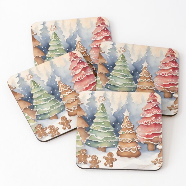 Item preview, Christmas Gingerbread Tree Forest Watercolor Design designed and sold by Tammy Marie Russell.