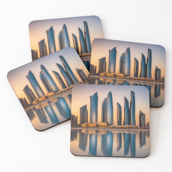 Item preview, Abu Dhabi Skyline and Etihad Towers at Sunset with Reflection designed and sold by hjian8219.