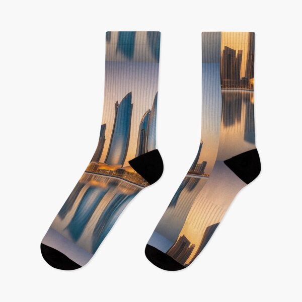 Item preview, Abu Dhabi Skyline and Etihad Towers at Sunset with Reflection designed and sold by hjian8219.