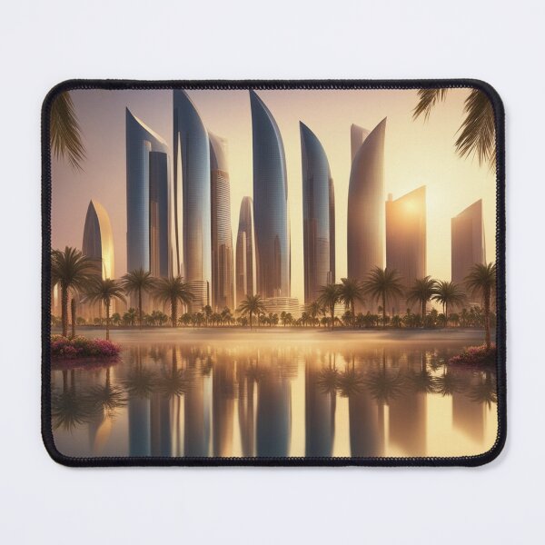Item preview, Abu Dhabi Skyline and Etihad Towers at Sunset with Reflection designed and sold by hjian8219.