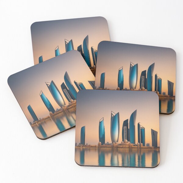 Item preview, Abu Dhabi Skyline and Etihad Towers at Sunset with Reflection designed and sold by hjian8219.