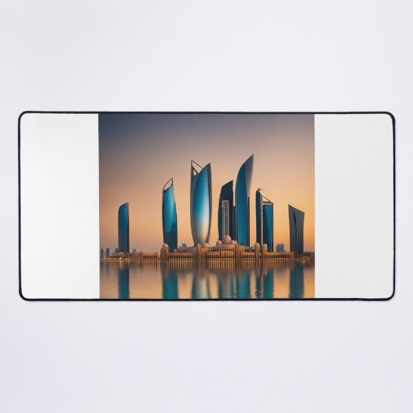 Item preview, Abu Dhabi Skyline and Etihad Towers at Sunset with Reflection designed and sold by hjian8219.