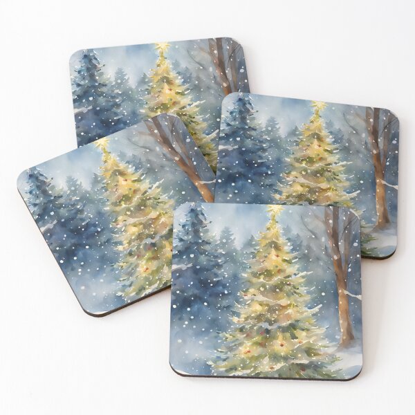 Item preview, Christmas Tree Forest Winter Scene Watercolor Design designed and sold by Tammy Marie Russell.