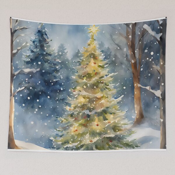 Artikelvorschau, Weihnachtsbaum Wald Winter Szene Aquarell Design entworfen und verkauft von Tammy Marie Russell.
