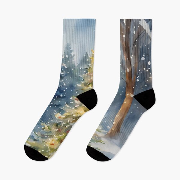 Item preview, Christmas Tree Forest Winter Scene Watercolor Design designed and sold by Tammy Marie Russell.
