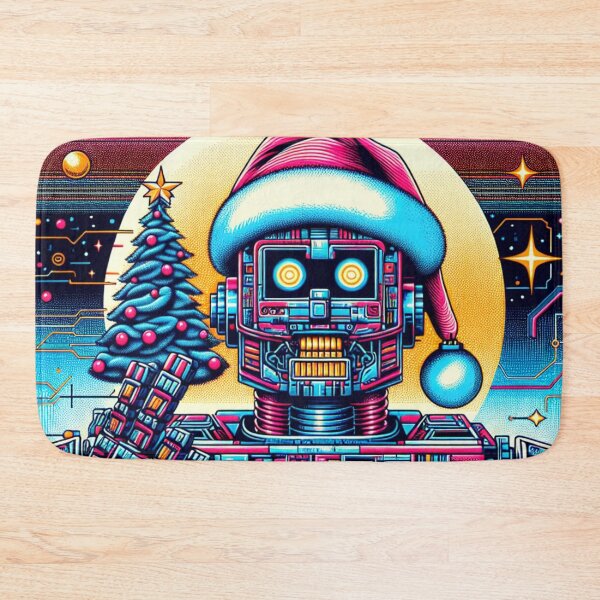 Item preview, Synthwave Christmas Robot designed and sold by BassHeadMomma.