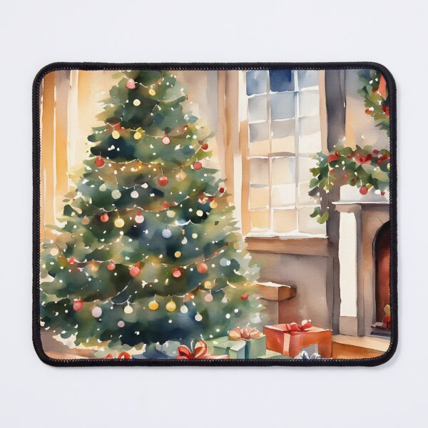 Item preview, Christmas Tree Fireplace Scene Watercolor Design designed and sold by Tammy Marie Russell.