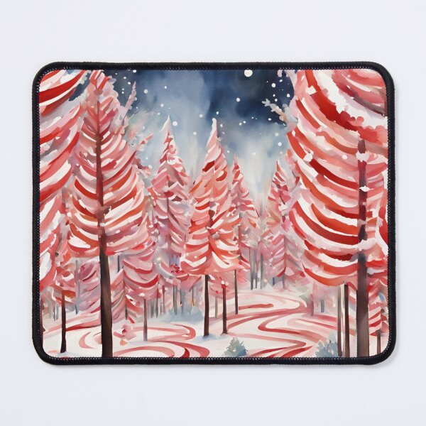 Item preview, Christmas Candy Cane Forest Winter Scene Watercolor Design designed and sold by Tammy Marie Russell.