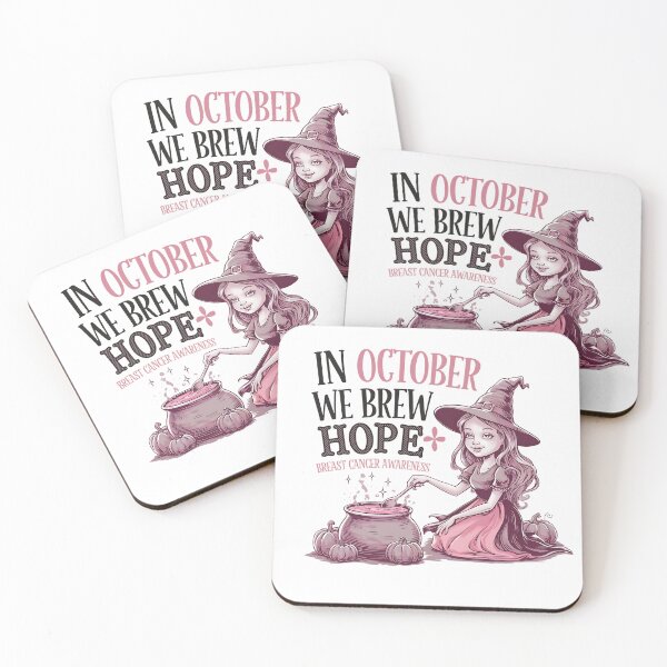 Aperçu de l'œuvre In October We Brew Hope Breast Cancer Awareness Witch Halloween créée et vendue par ABMO-store.