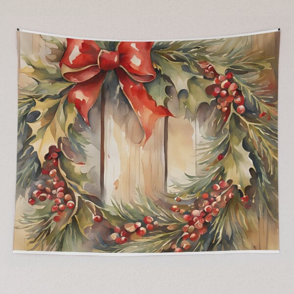 Artikelvorschau, Weihnachts-Stechpalmenkranz-Aquarell-Design entworfen und verkauft von Tammy Marie Russell.