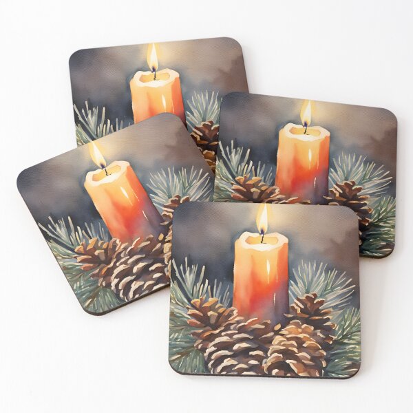 Item preview, Christmas Candle Pine Cones Watercolor Design designed and sold by Tammy Marie Russell.