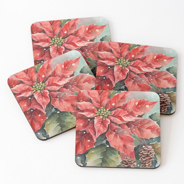 Item preview, Christmas Poinsettia Pine Cones Watercolor Design designed and sold by Tammy Marie Russell.