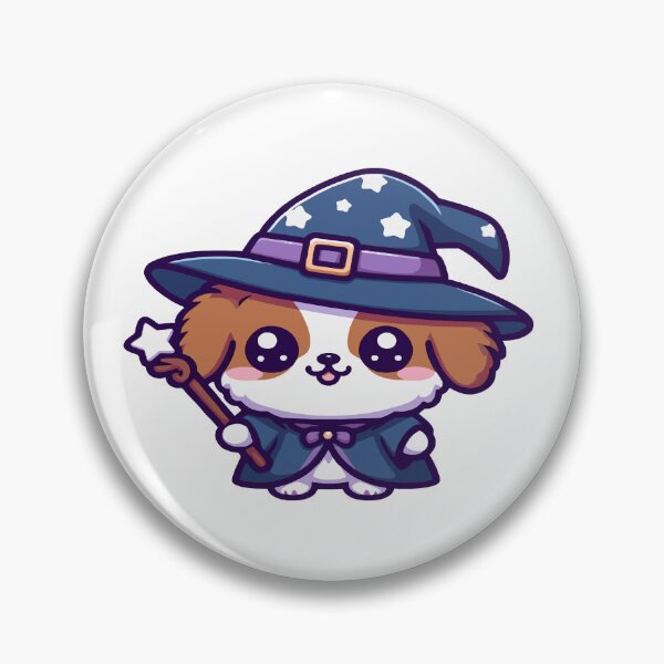 Item preview, Wizard dog, cute dog in kawaii chibi style dressed as a wizard designed and sold by AdrianMDesigns.