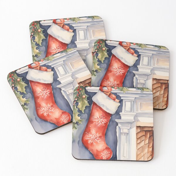 Item preview, Christmas Stocking Fireplace Watercolor Design designed and sold by Tammy Marie Russell.