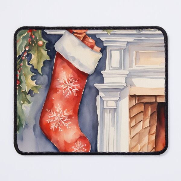 Item preview, Christmas Stocking Fireplace Watercolor Design designed and sold by Tammy Marie Russell.