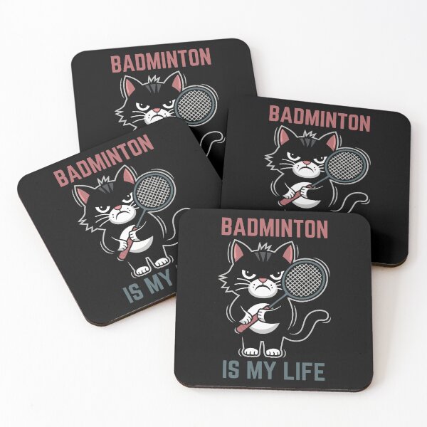 Item preview, Badminton is my life - funny grumpy cat designed and sold by Chonkz.