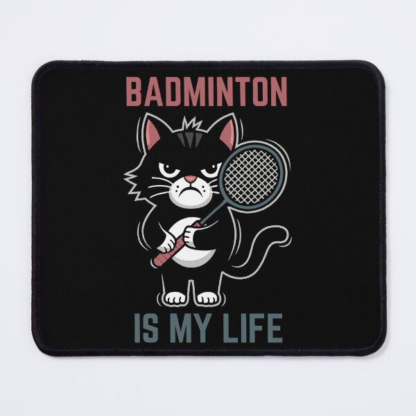 Item preview, Badminton is my life - funny grumpy cat designed and sold by Chonkz.