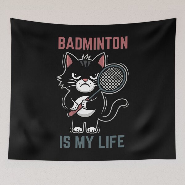 Item preview, Badminton is my life - funny grumpy cat designed and sold by Chonkz.