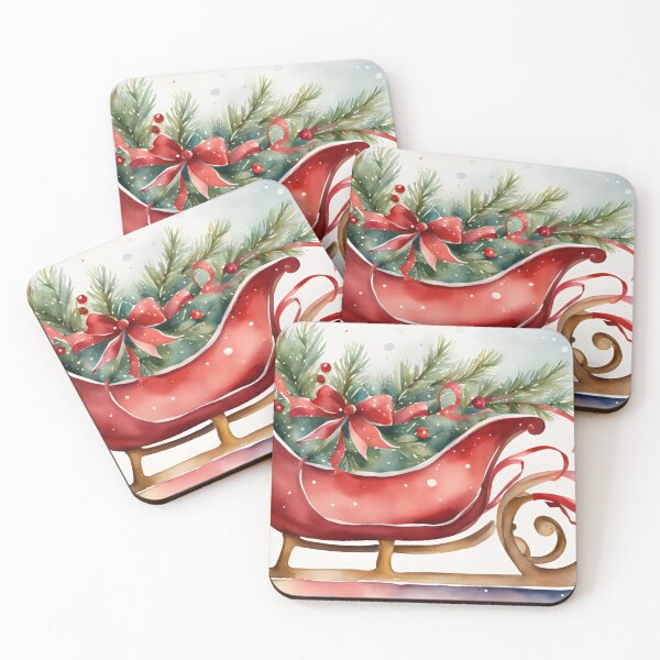 Item preview, Christmas Sleigh Watercolor Design designed and sold by Tammy Marie Russell.