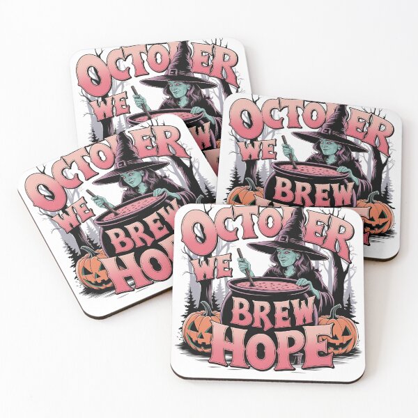 Aperçu de l'œuvre In October We Brew Hope Breast Cancer Awareness Witch Halloween créée et vendue par ABMO-store.