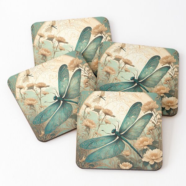 Item preview, Dragonfly Art Nouveau Painting designed and sold by druidwolfart.