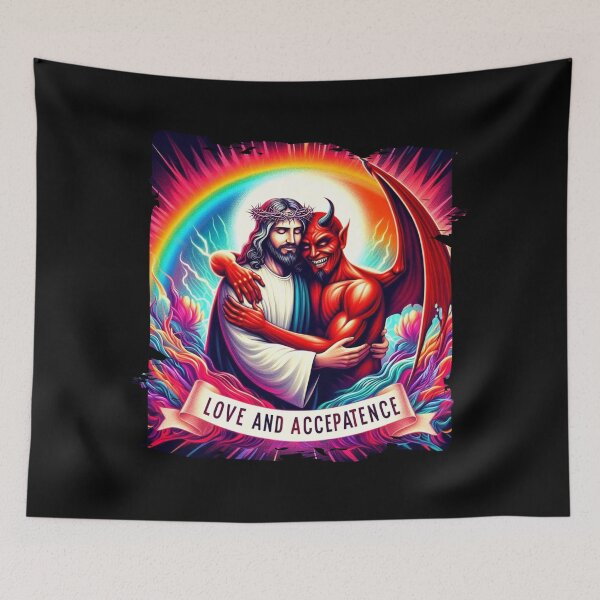 Item preview, Jesus and Lucifer Embracing – "Love and Acceptance" Illustration designed and sold by Hungry-Murphy.