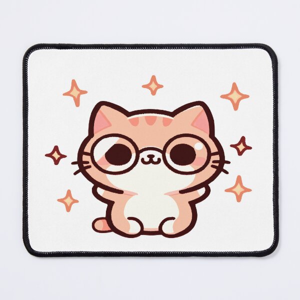 Item preview, Nerd cat, cute cat in kawaii chibi style wearing glasses designed and sold by AdrianMDesigns.