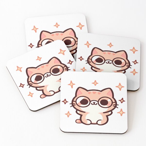 Item preview, Nerd cat, cute cat in kawaii chibi style wearing glasses designed and sold by AdrianMDesigns.