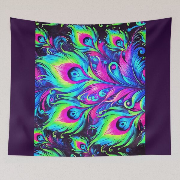 Item preview, Neon Feather Dreamscape - Peacock Fantasy designed and sold by WheelieGdArt.