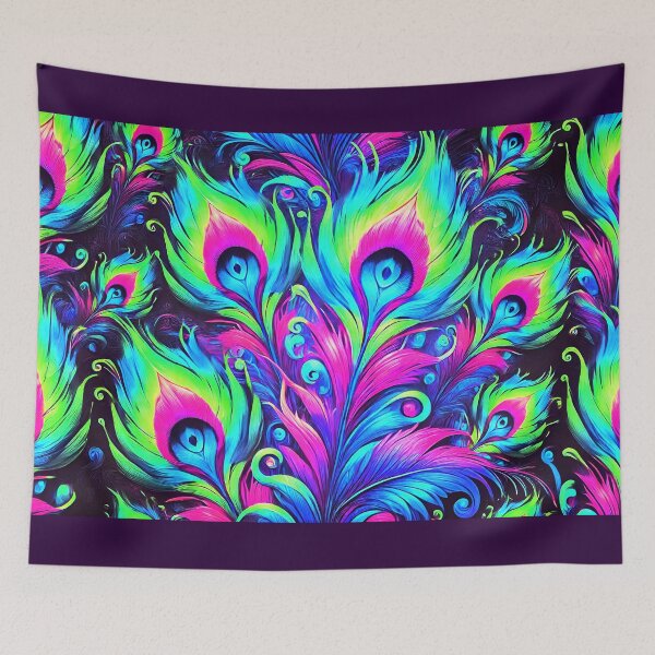 Item preview, Neon Feather Dreamscape - Peacock Fantasy II designed and sold by WheelieGdArt.