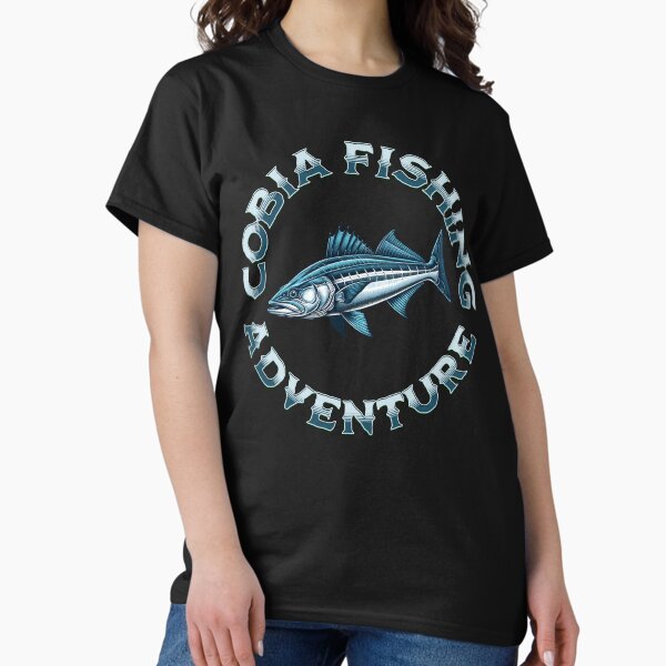 Vista previa del artículo con la obra «Camiseta divertida de aventura de pesca de cobia», diseñado y vendido por HETee1.