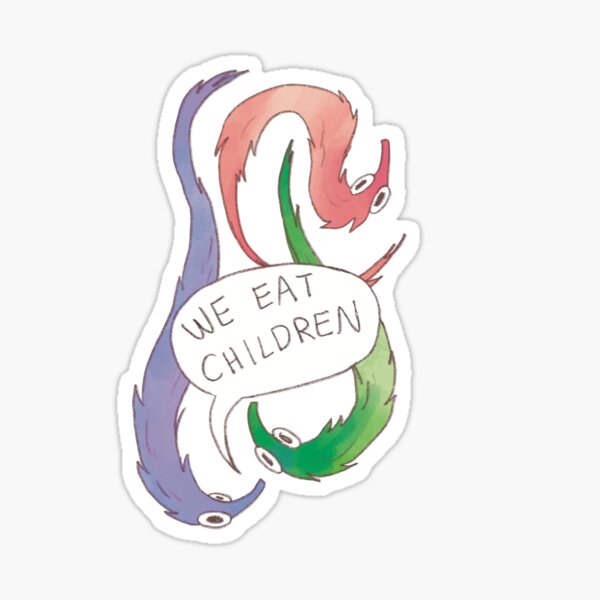 Worms on a String "we eat children" Sticker
