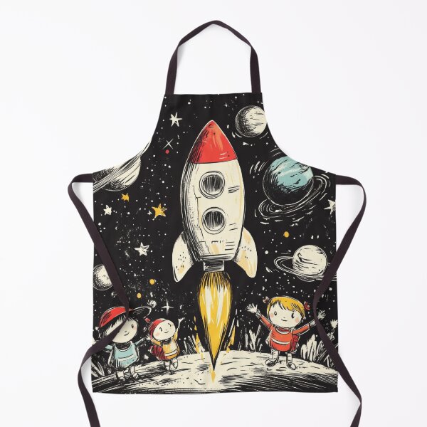 Item preview, Playful Kids and Aliens Space Exploration in a Hand-Drawn Rocket Ship designed and sold by PaintbrushPlace.