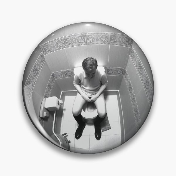 Item preview, Man Spied on While Sitting on Toilet – Funny Bathroom Illustration designed and sold by Hungry-Murphy.