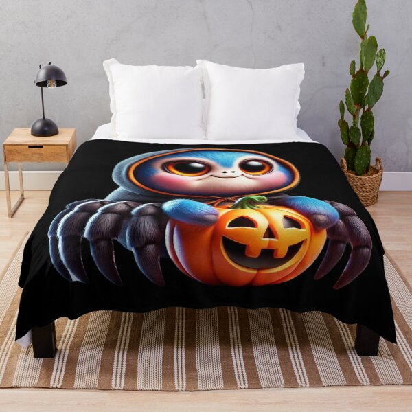 Item preview, Blue baby spider with pumpkin designed and sold by AmigoVerse.