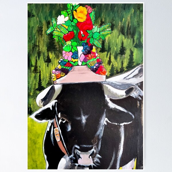 Item preview, Val d'Hérens cow with flowery headdress designed and sold by LucyEShaw.
