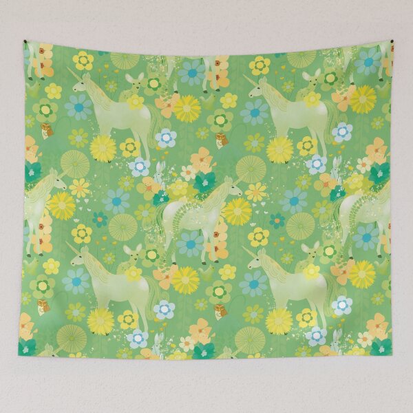 Item preview, Unicorn in Magic Green Floral Forest designed and sold by KizzyW.