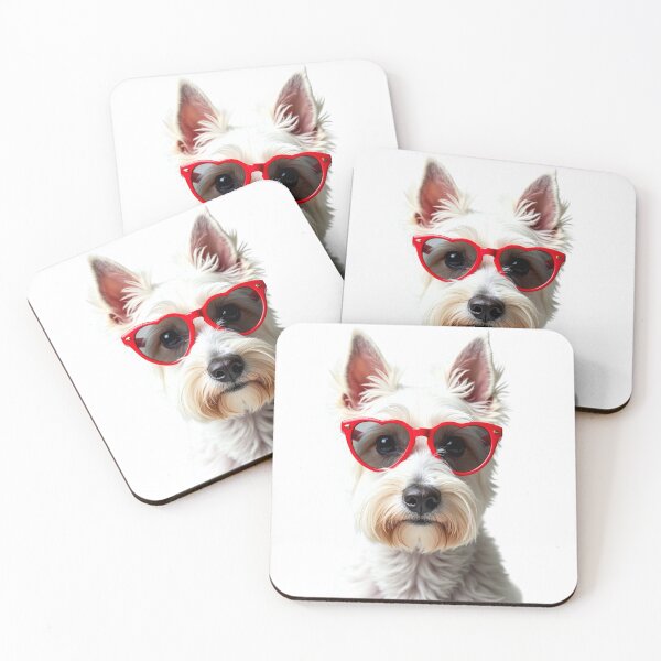 Item preview, Funny cool West Highland White Terrier dog wearing a heart shape sunglasses designed and sold by LazyOwlStore.
