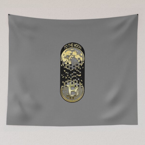 Item preview, Golden Bitcoin to the Moon Cryptocurrency Design designed and sold by andabelart.
