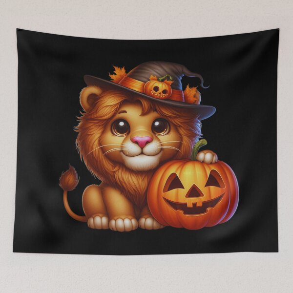 Item preview, The brave lion cub and his enchanted pumpkin designed and sold by AmigoVerse.