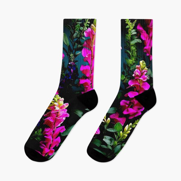 Item preview, A moody night garden scene featuring snapdragons designed and sold by Tchoice.