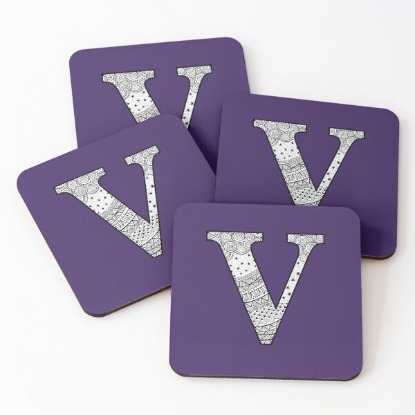 Item preview, V - Initial, monogram. From hand drawn Zentangle doodle design designed and sold by Sideofthehill.