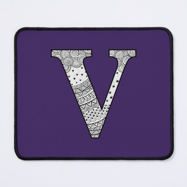 Item preview, V - Initial, monogram. From hand drawn Zentangle doodle design designed and sold by Sideofthehill.