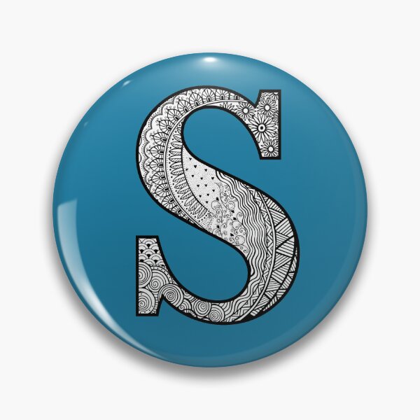 Item preview, S - Initial, monogram. From hand drawn Zentangle doodle design designed and sold by Sideofthehill.