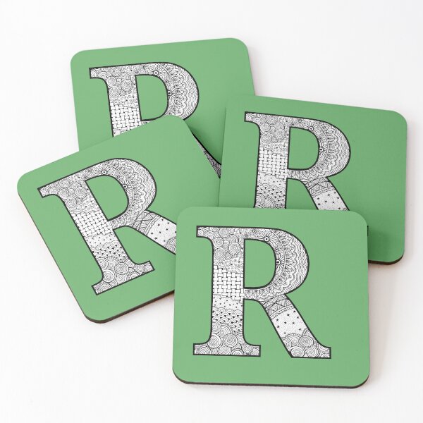 Item preview, R - Initial, monogram. From hand drawn Zentangle doodle design designed and sold by Sideofthehill.