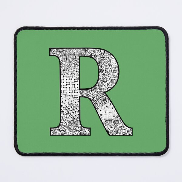 Item preview, R - Initial, monogram. From hand drawn Zentangle doodle design designed and sold by Sideofthehill.